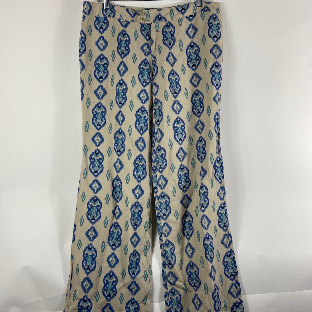 Ecru Women’s Damask Crop Pants Blue Green Linen